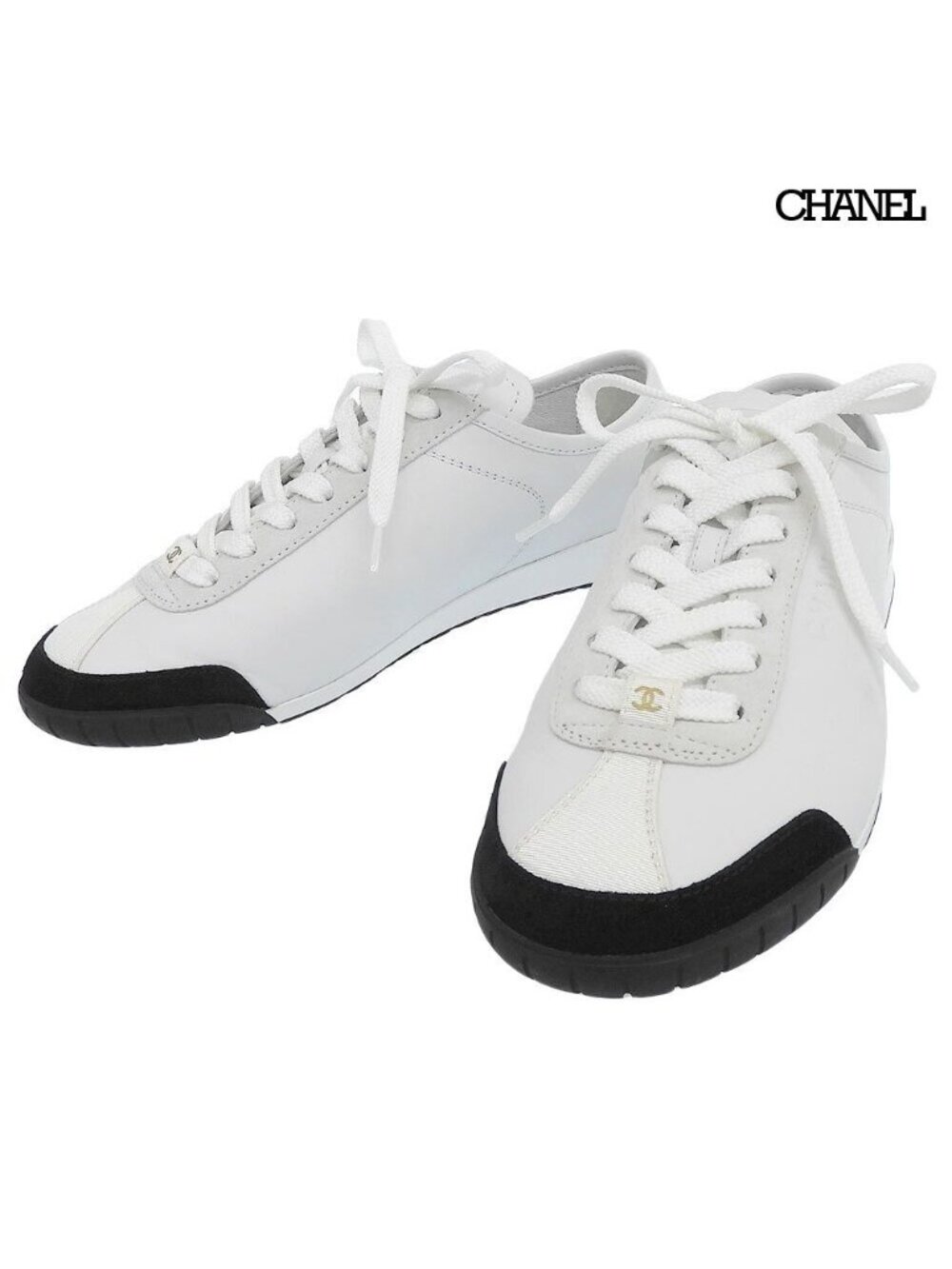 Chanel CC Logo Calfskin Suede Sneakers